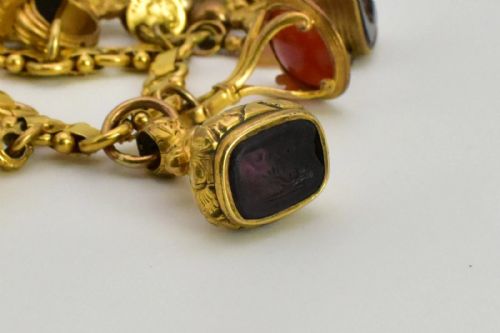ANTIQUE VICTORIAN 9CT15CT GOLD CHARM BRACELET 15 FOB SEALS CARNELIAN BLOODSTONE - ADDITIONAL PHOTO 11