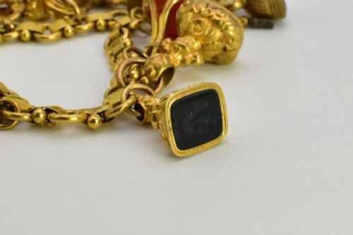 ANTIQUE VICTORIAN 9CT15CT GOLD CHARM BRACELET 15 FOB SEALS CARNELIAN BLOODSTONE - ADDITIONAL PHOTO 12
