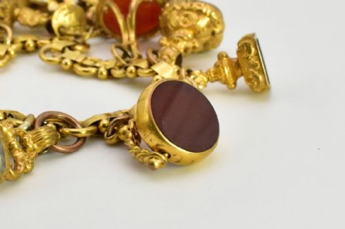 ANTIQUE VICTORIAN 9CT15CT GOLD CHARM BRACELET 15 FOB SEALS CARNELIAN BLOODSTONE - ADDITIONAL PHOTO 13