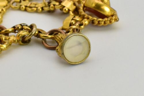 ANTIQUE VICTORIAN 9CT15CT GOLD CHARM BRACELET 15 FOB SEALS CARNELIAN BLOODSTONE - ADDITIONAL PHOTO 14