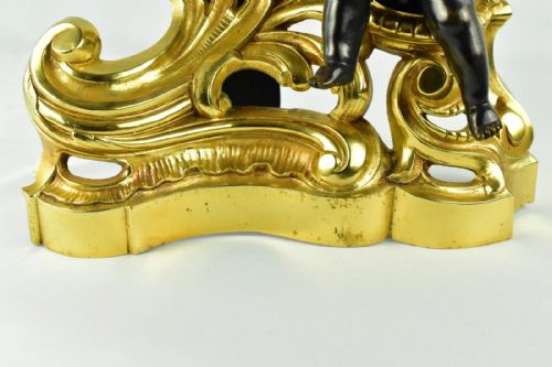 PAIR OF FRENCH 19THCENTURY LOUIS XVSTYLE GILT AND PATINATED BRONZE CHENETS - ADDITIONAL PHOTO 12