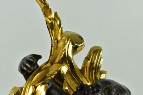 PAIR OF FRENCH 19THCENTURY LOUIS XVSTYLE GILT AND PATINATED BRONZE CHENETS - ADDITIONAL PHOTO 13