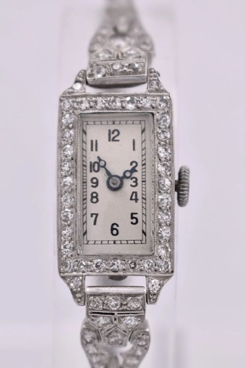 ART DECO PLATINUM DIAMOND COCKTAIL WATCH 200CT SWISS JEWELLED LEVER C1930