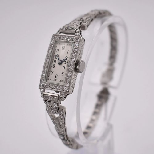 ART DECO PLATINUM DIAMOND COCKTAIL WATCH 200CT SWISS JEWELLED LEVER C1930 - ADDITIONAL PHOTO 1