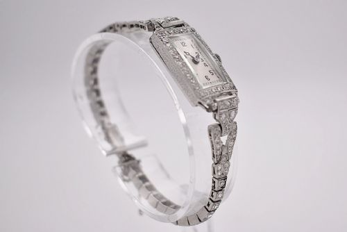 ART DECO PLATINUM DIAMOND COCKTAIL WATCH 200CT SWISS JEWELLED LEVER C1930 - ADDITIONAL PHOTO 2
