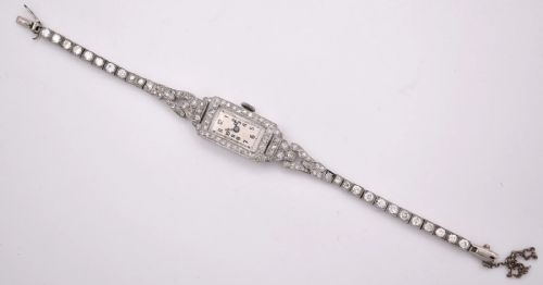 ART DECO PLATINUM DIAMOND COCKTAIL WATCH 200CT SWISS JEWELLED LEVER C1930 - ADDITIONAL PHOTO 4