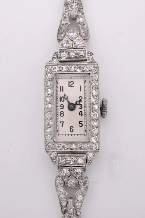 ART DECO PLATINUM DIAMOND COCKTAIL WATCH 200CT SWISS JEWELLED LEVER C1930 - ADDITIONAL PHOTO 6