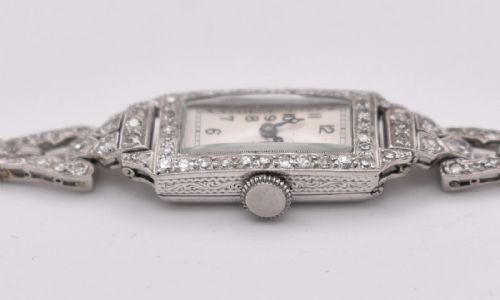 ART DECO PLATINUM DIAMOND COCKTAIL WATCH 200CT SWISS JEWELLED LEVER C1930 - ADDITIONAL PHOTO 10