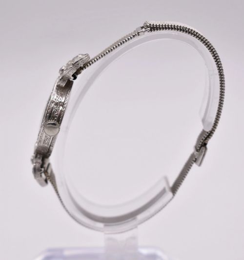ART DECO PLATINUM 200 CT DIAMOND COCKTAIL WATCH 18K WHITE GOLD MESH BRACELET - ADDITIONAL PHOTO 1
