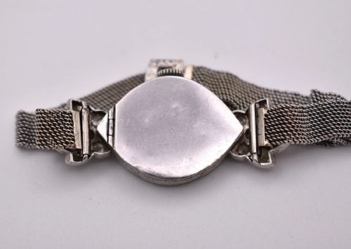 ART DECO PLATINUM 200 CT DIAMOND COCKTAIL WATCH 18K WHITE GOLD MESH BRACELET - ADDITIONAL PHOTO 3