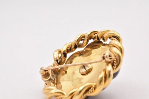 A LARGE ANTIQUE VICTORIAN CARBUNCLE GARNET DIAMOND BROACH IN 15CT GOLD C 1850 - ADDITIONAL PHOTO 4