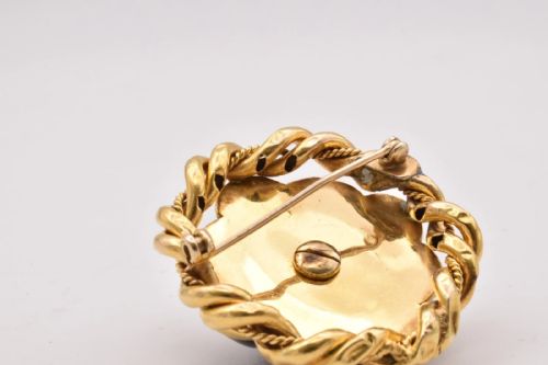 A LARGE ANTIQUE VICTORIAN CARBUNCLE GARNET DIAMOND BROACH IN 15CT GOLD C 1850 - ADDITIONAL PHOTO 5
