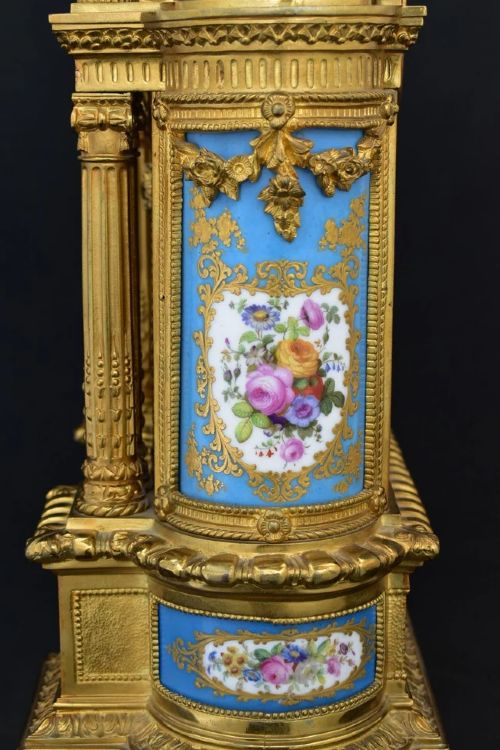 LARGE NAPOLEON III ORMOLU SEVRES PORCELAIN MANTEL CLOCK ETIENNE LENOIR 55CM - ADDITIONAL PHOTO 1