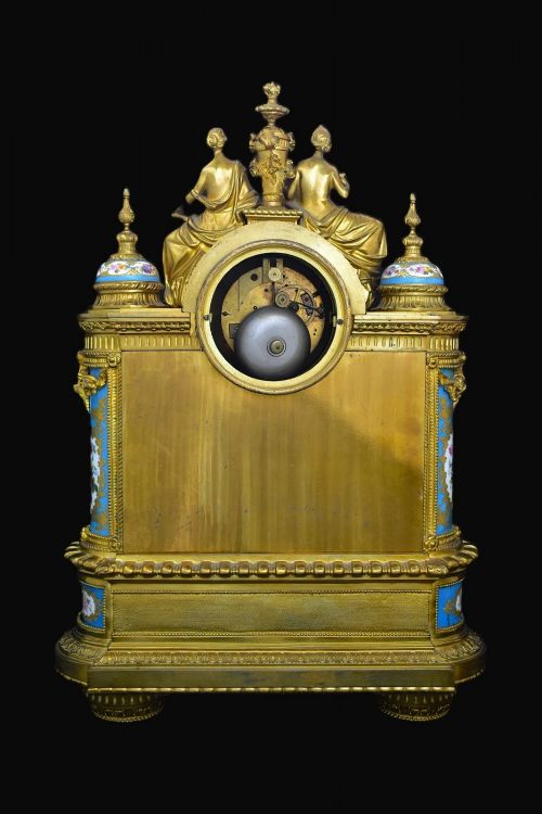 LARGE NAPOLEON III ORMOLU SEVRES PORCELAIN MANTEL CLOCK ETIENNE LENOIR 55CM - ADDITIONAL PHOTO 3