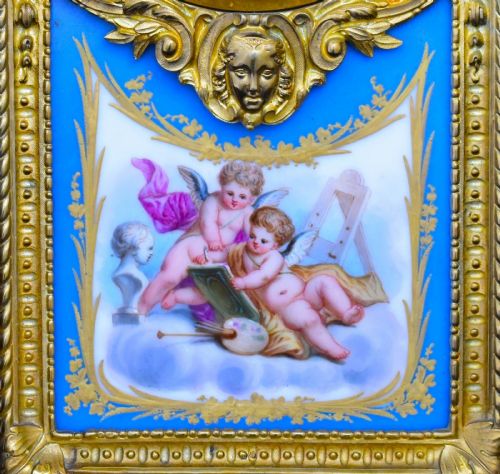 LARGE NAPOLEON III ORMOLU SEVRES PORCELAIN MANTEL CLOCK ETIENNE LENOIR 55CM - ADDITIONAL PHOTO 5