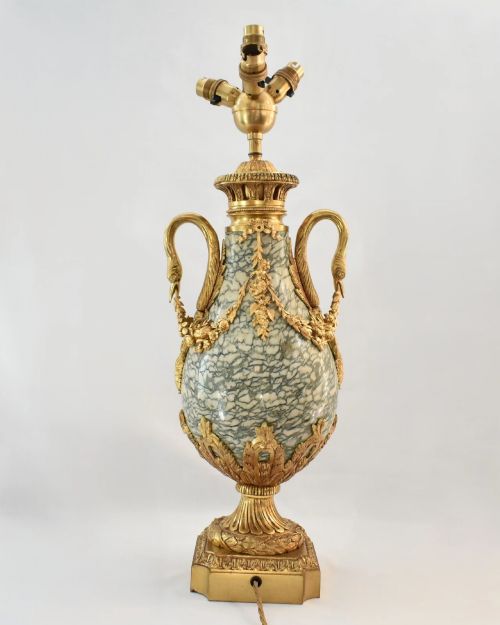 PAIR OF 19THC FRENCH LOUIS XVI STYLE ORMOLU MOUNTED MARBLE CASSOLETTE LAMPS - ADDITIONAL PHOTO 5