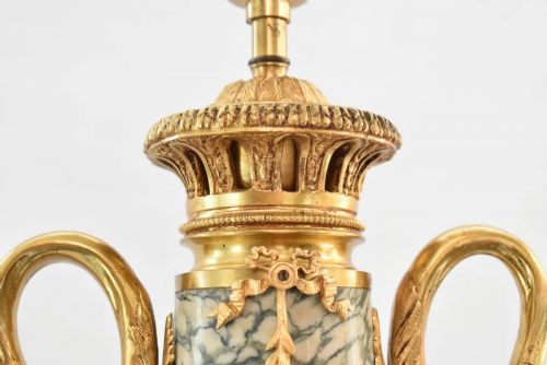 PAIR OF 19THC FRENCH LOUIS XVI STYLE ORMOLU MOUNTED MARBLE CASSOLETTE LAMPS - ADDITIONAL PHOTO 6