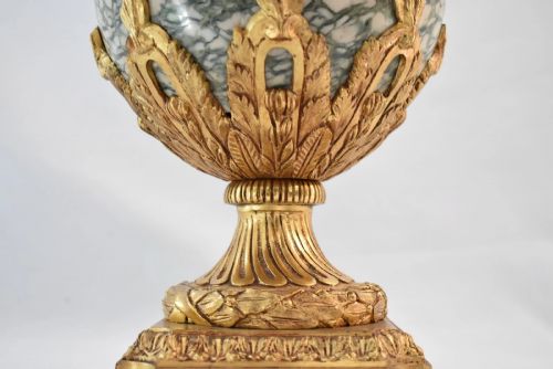 PAIR OF 19THC FRENCH LOUIS XVI STYLE ORMOLU MOUNTED MARBLE CASSOLETTE LAMPS - ADDITIONAL PHOTO 8
