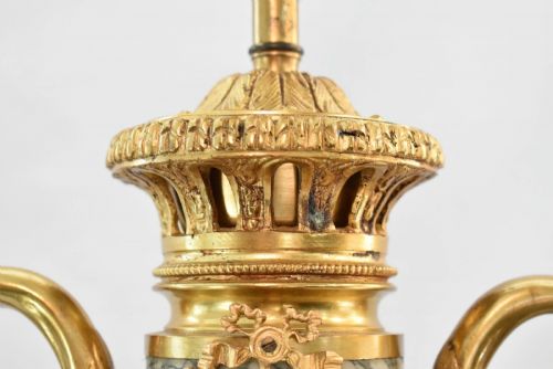 PAIR OF 19THC FRENCH LOUIS XVI STYLE ORMOLU MOUNTED MARBLE CASSOLETTE LAMPS - ADDITIONAL PHOTO 9