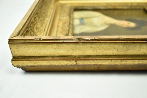 ANTIQUE EARLY 19TH C OIL PORTRAIT WOMAN IN EMPIRE DRESS ON PANEL CIRCA 1800S - ADDITIONAL PHOTO 5
