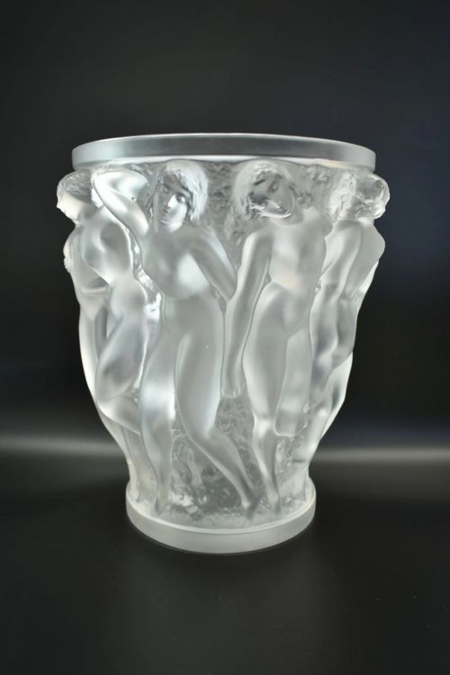 LALIQUE FRANCE BACCHANTES 24CM FROSTED CRYSTAL VASE SIGNED LARGE MODEL - ADDITIONAL PHOTO 1