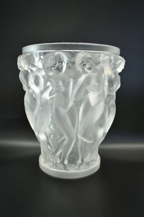 LALIQUE FRANCE BACCHANTES 24CM FROSTED CRYSTAL VASE SIGNED LARGE MODEL - ADDITIONAL PHOTO 2
