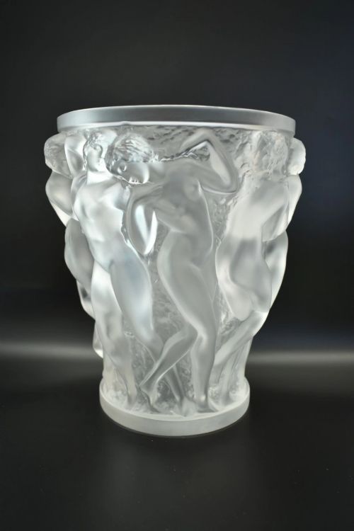 LALIQUE FRANCE BACCHANTES 24CM FROSTED CRYSTAL VASE SIGNED LARGE MODEL - ADDITIONAL PHOTO 4