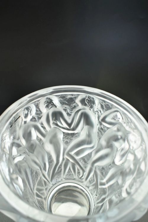 LALIQUE FRANCE BACCHANTES 24CM FROSTED CRYSTAL VASE SIGNED LARGE MODEL - ADDITIONAL PHOTO 5