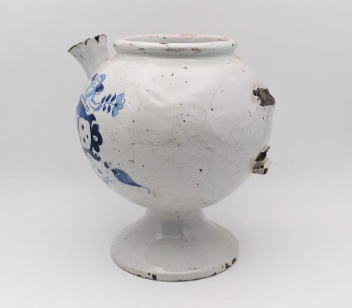 ANTIQUE ENGLISH DELFTWARE APOTHECARY WET DRUG JAR S BALSAM CHERUB SHELL C1740 - ADDITIONAL PHOTO 3
