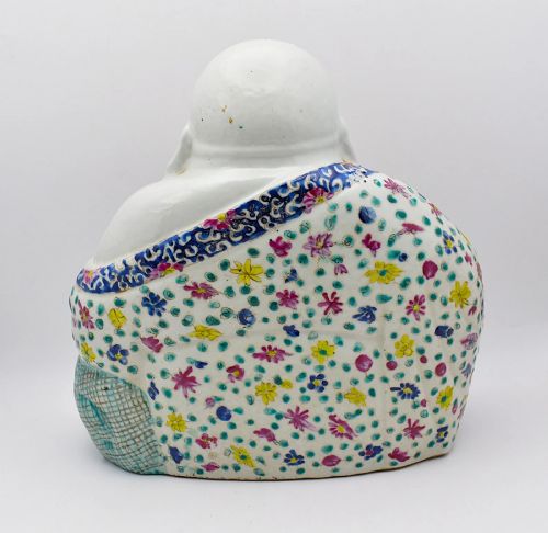 ZHU MAO JI CHINESE FAMILLE ROSE PORCELAIN LAUGHING BUDDHA BUDAI FIGURE 20TH C - ADDITIONAL PHOTO 2