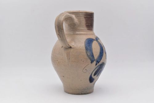 RARE ANTIQUE 18THC WESTERWALD STONEWARE JUG GR ROYAL CIPHER SALT GLAZE GERMANY - ADDITIONAL PHOTO 2
