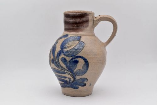 RARE ANTIQUE 18THC WESTERWALD STONEWARE JUG GR ROYAL CIPHER SALT GLAZE GERMANY - ADDITIONAL PHOTO 3