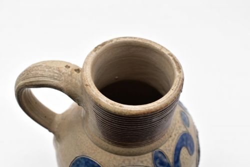 RARE ANTIQUE 18THC WESTERWALD STONEWARE JUG GR ROYAL CIPHER SALT GLAZE GERMANY - ADDITIONAL PHOTO 5