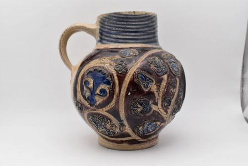 RARE ANTIQUE WILLIAM III PERIOD ROYAL PORTRAIT WESTERWALD STONEWARE JUG CA 1700 - ADDITIONAL PHOTO 5