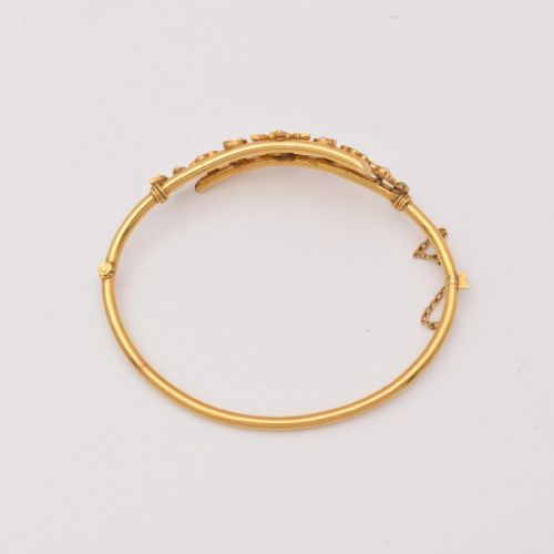 ANTIQUE 18CT GOLD TURQUOISE SEED PEARL FLORAL BANGLE VICTORIAN CROSSOVER 179G - ADDITIONAL PHOTO 6