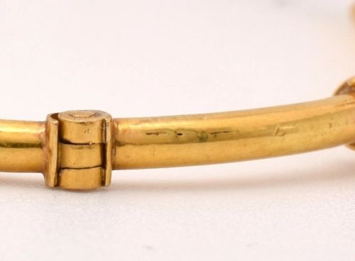 ANTIQUE 18CT GOLD TURQUOISE SEED PEARL FLORAL BANGLE VICTORIAN CROSSOVER 179G - ADDITIONAL PHOTO 7