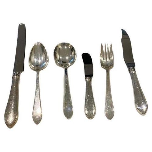 TIFFANY STERLING SILVER 79PIECE FLATWARE SET IN FANEUIL PATTERN ART DECO