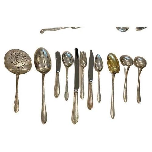 TIFFANY STERLING SILVER 79PIECE FLATWARE SET IN FANEUIL PATTERN ART DECO - ADDITIONAL PHOTO 1