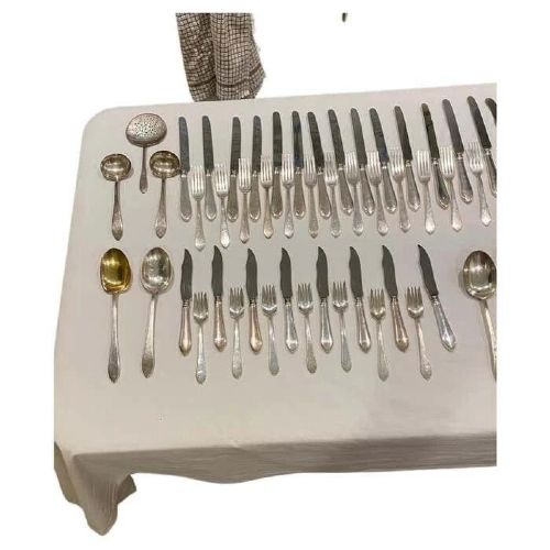TIFFANY STERLING SILVER 79PIECE FLATWARE SET IN FANEUIL PATTERN ART DECO - ADDITIONAL PHOTO 2