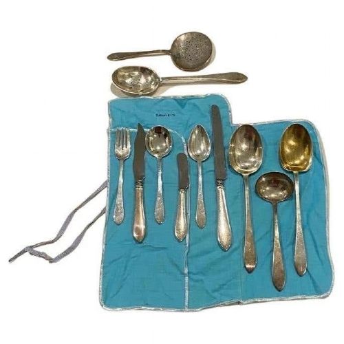 TIFFANY STERLING SILVER 79PIECE FLATWARE SET IN FANEUIL PATTERN ART DECO - ADDITIONAL PHOTO 12
