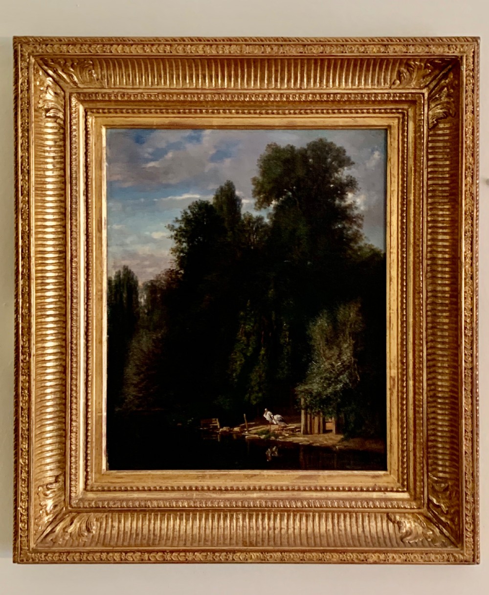 JEAN-BAPTISTE VICTOR DAULNOY (FRENCH 1824-1910) PAINTING OF STORKS View II