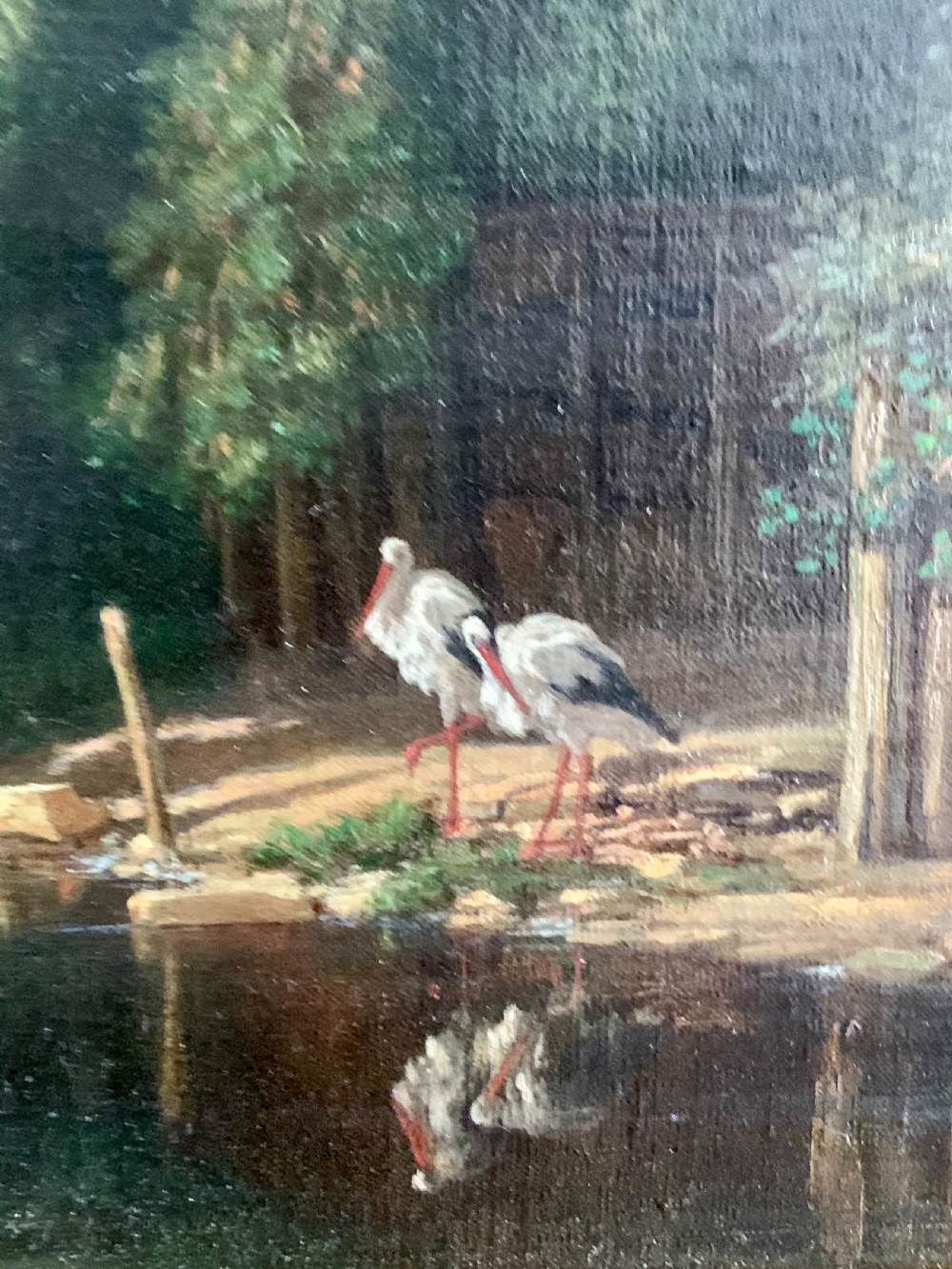 JEAN-BAPTISTE VICTOR DAULNOY (FRENCH 1824-1910) PAINTING OF STORKS View III