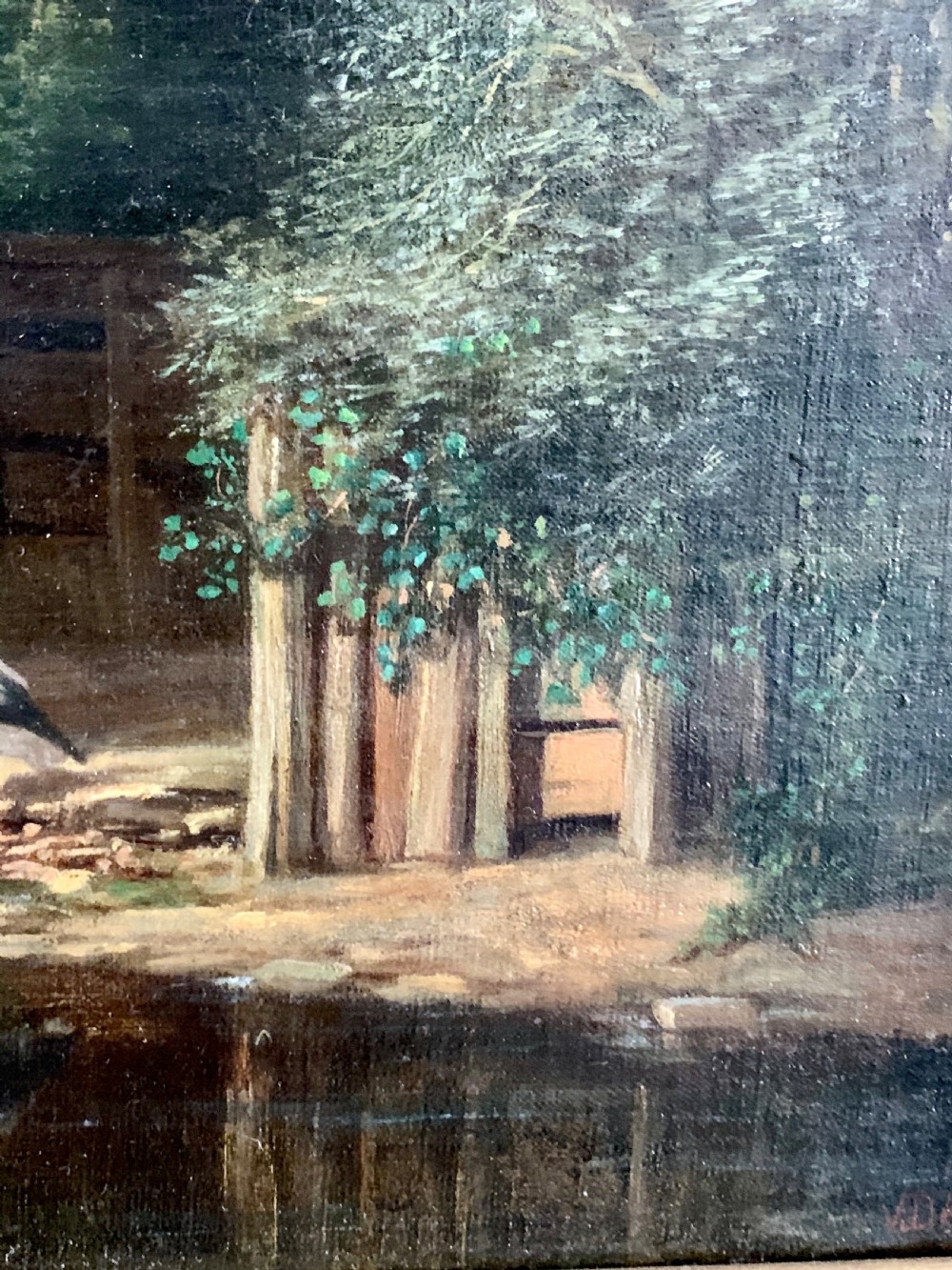 JEAN-BAPTISTE VICTOR DAULNOY (FRENCH 1824-1910) PAINTING OF STORKS View V