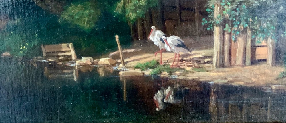 JEAN-BAPTISTE VICTOR DAULNOY (FRENCH 1824-1910) PAINTING OF STORKS View VII
