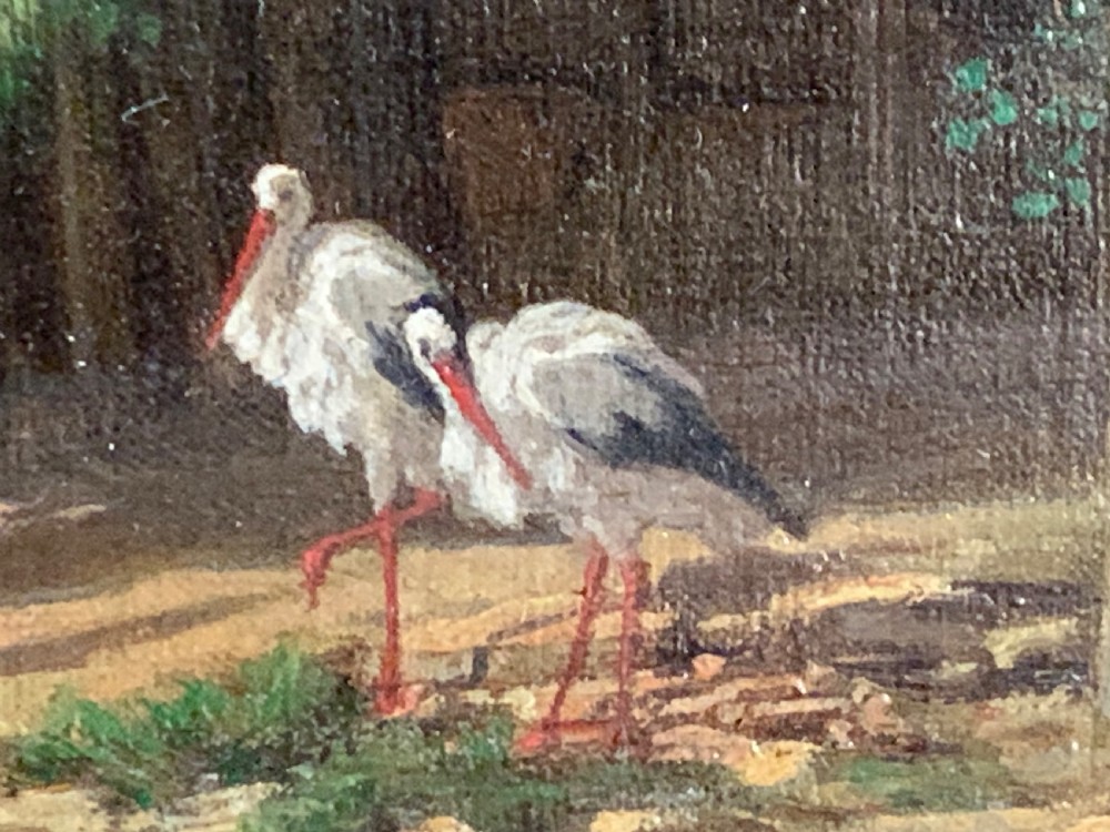 JEAN-BAPTISTE VICTOR DAULNOY (FRENCH 1824-1910) PAINTING OF STORKS View VIII