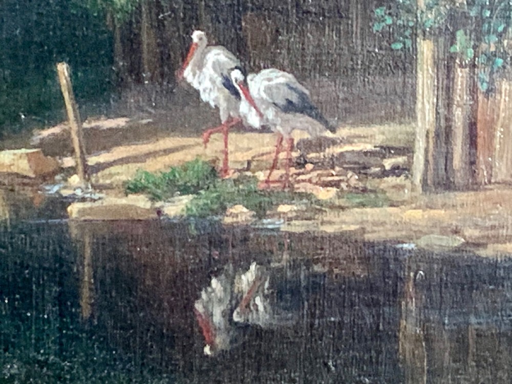JEAN-BAPTISTE VICTOR DAULNOY (FRENCH 1824-1910) PAINTING OF STORKS View IX