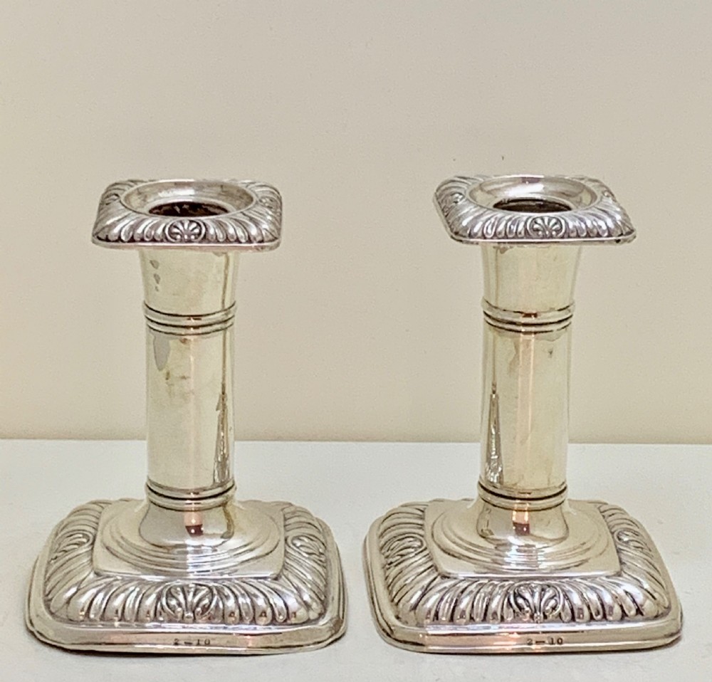 Pr Antique ISG Israel Sigmund Greenberg Sterling Silver Candlesticks 1900 View IV
