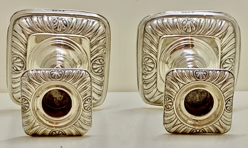 Pr Antique ISG Israel Sigmund Greenberg Sterling Silver Candlesticks 1900 View VII