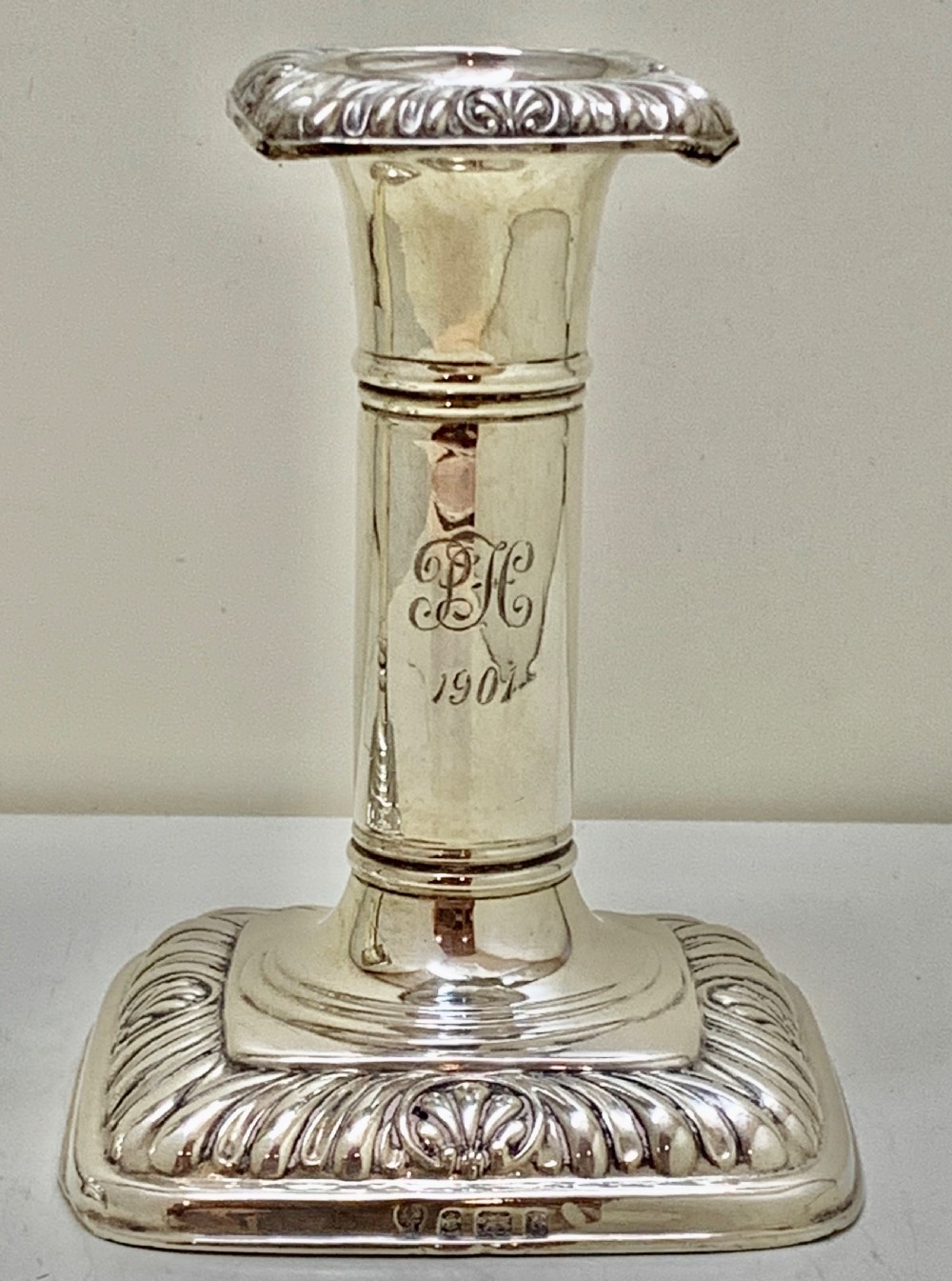 Pr Antique ISG Israel Sigmund Greenberg Sterling Silver Candlesticks 1900 View X