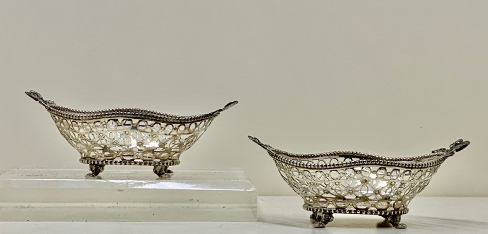 A fine pair Dutch Pierced Silver Bon Bon Dishes